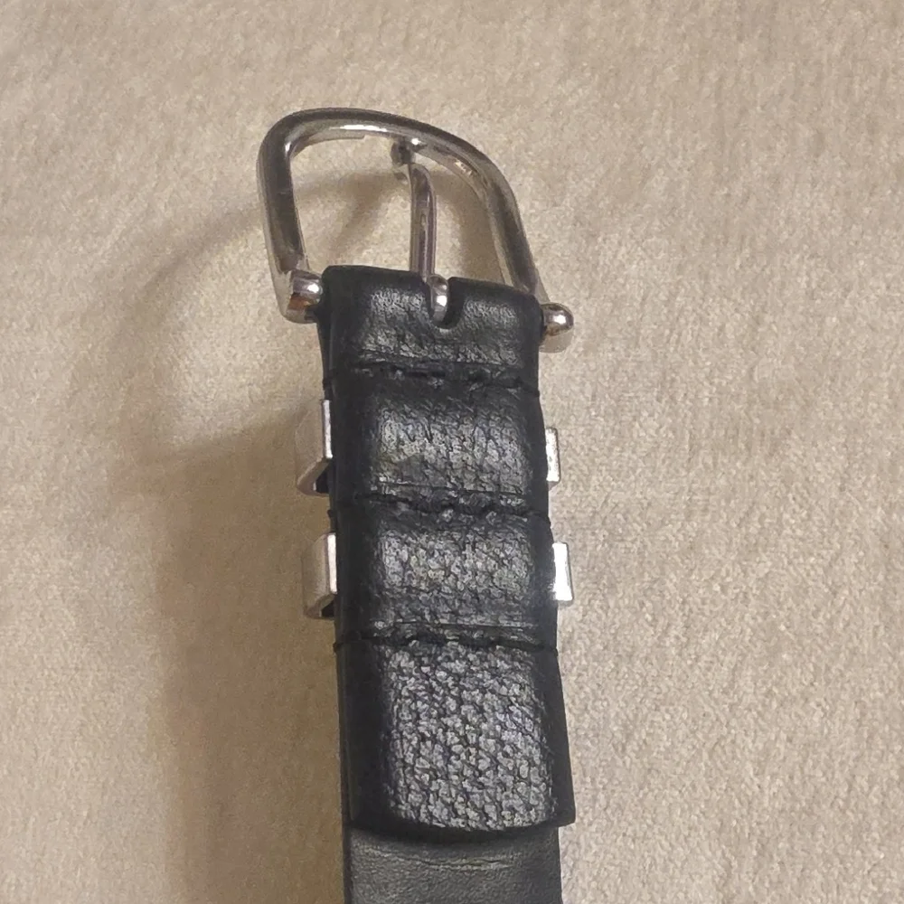 Lauren Ralph Lauren Full Grain Leather Black Belt with Silver Hook Buckle M